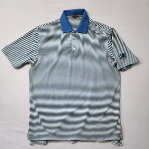 Peter Millar Shirt Men Large Summer Comfort Polo Peachtree Golf Club Blue Yellow